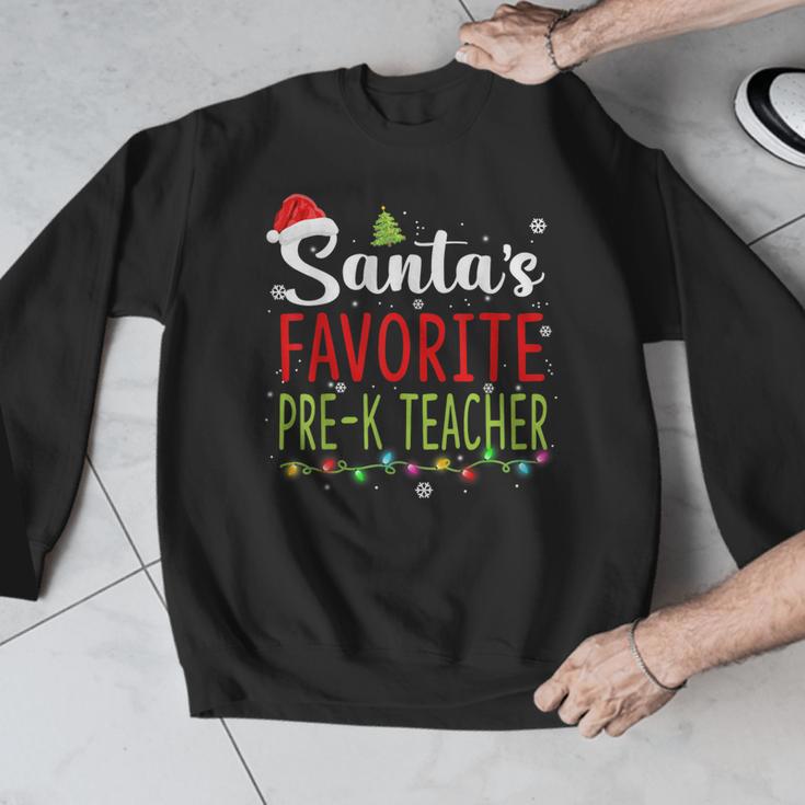 Santa's Favorite Pre-K Teacher Christmas Santa Hat Lights For Men Women Kids Men Graphic Sweatshirt, funny design