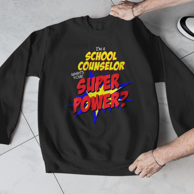 School Counselor Teacher Superhero Superpower Comic Book Men Graphic Sweatshirt, funny design