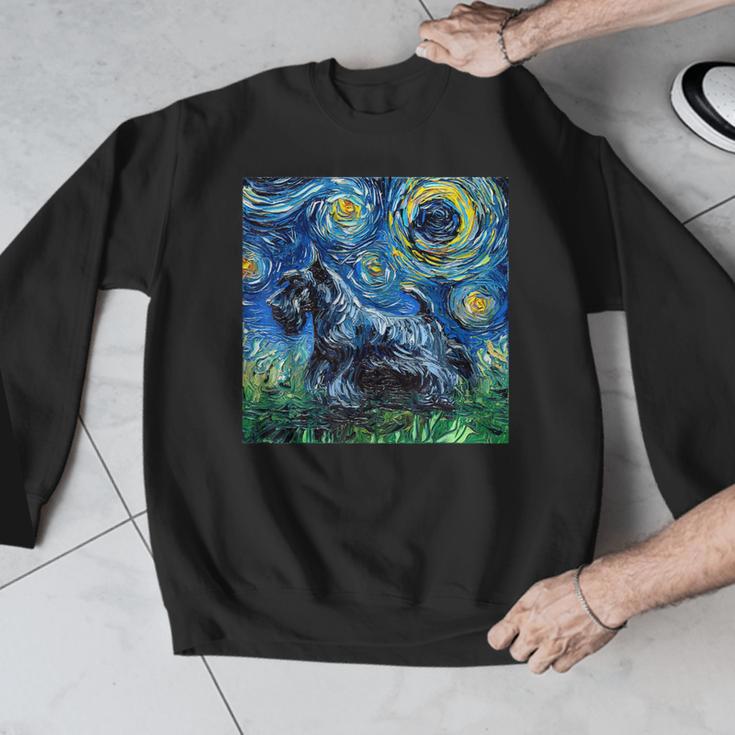 Scottish Terrier Starry Night Scotty Dog Art By Aja Men Graphic Sweatshirt, funny design