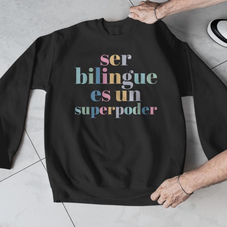 Ser Bilingue Es Un Superpoder Bilingual Spanish Teacher Men Graphic Sweatshirt, funny design
