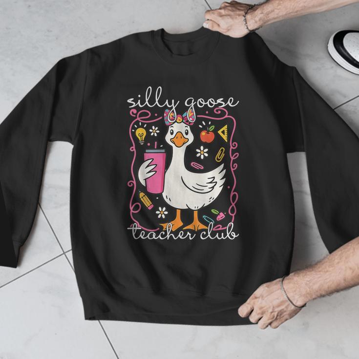 Silly Goose Teacher Club Animal Lover Groovy Teacher Men Graphic Sweatshirt, Groovy Teacher Gifts, funny design