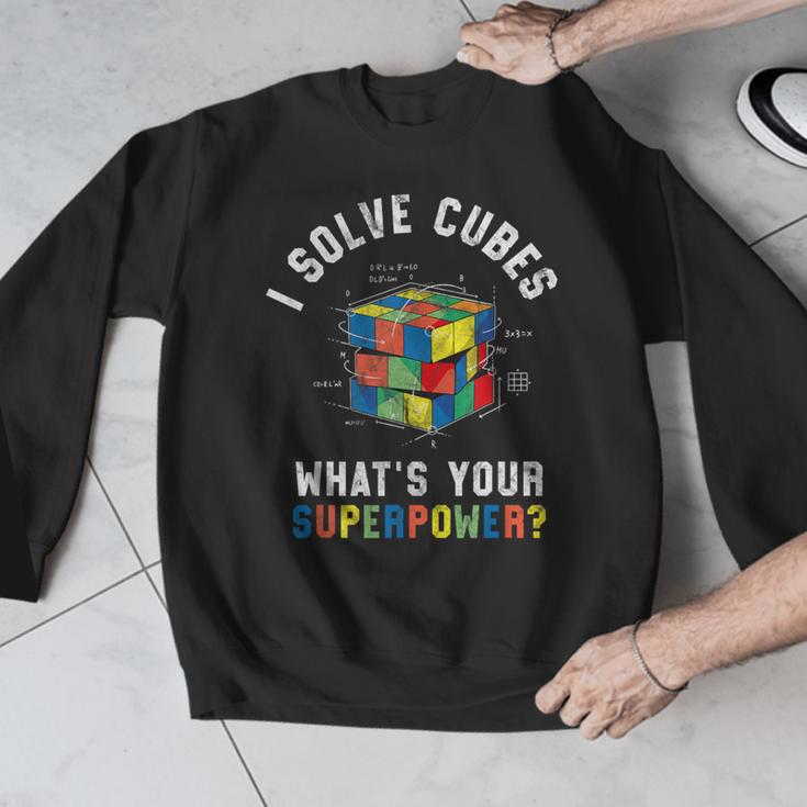 I Solve Cubes Speed Cubing Vintage Youth Math Teacher Men Graphic Sweatshirt, funny design