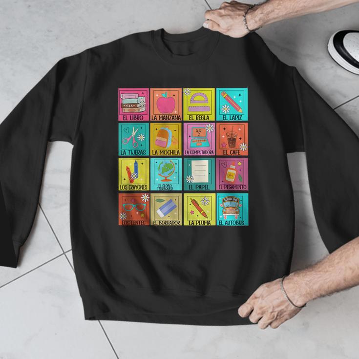 Spanish Teacher Back To School Maestra Dual Language Crew Men Graphic Sweatshirt, funny design Spanish Teacher Back To School Maestra Dual Language Crew Men Graphic Sweatshirt, funny design