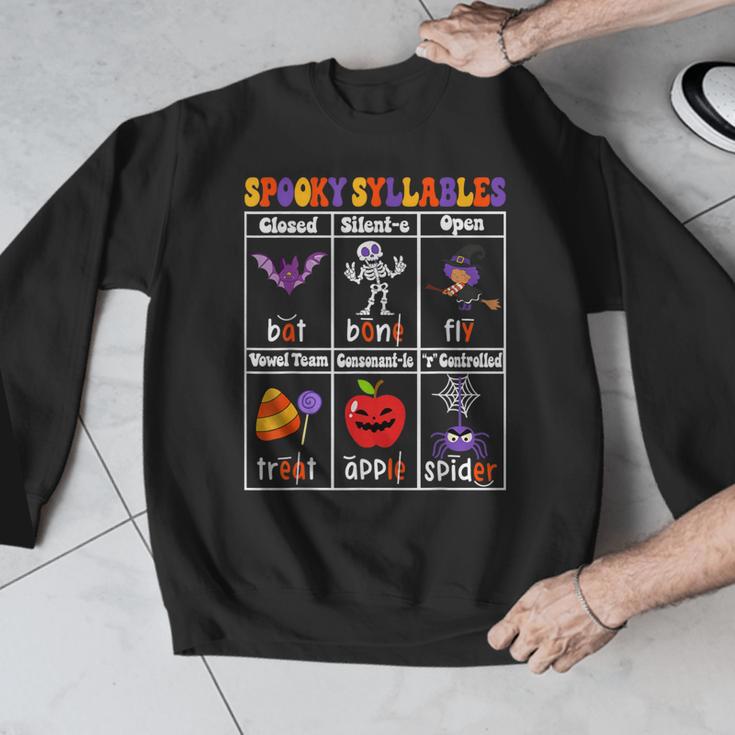 Spooky Syllables Teacher Halloween Educational Kids Men Graphic Sweatshirt, funny design