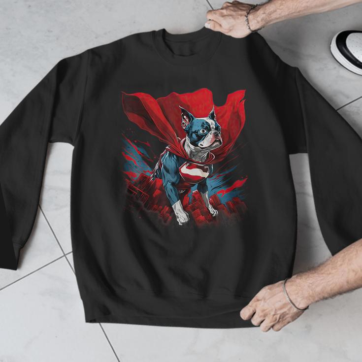 Super Power Superhero Boston Terrier Dog For Men Women Kids Men Graphic Sweatshirt, funny design
