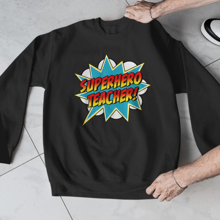 Superhero Teacher Retro Comic Teaching Superpower Men Graphic Sweatshirt, funny design