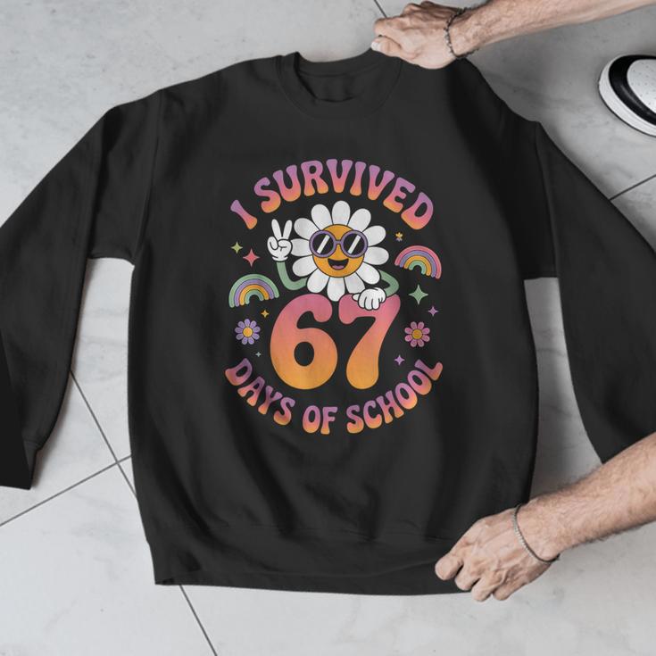 I Survived 67 Days Of School Groovy Retro Teachers Girls Men Graphic Sweatshirt, funny design I Survived 67 Days Of School Groovy Retro Teachers Girls Men Graphic Sweatshirt, funny design