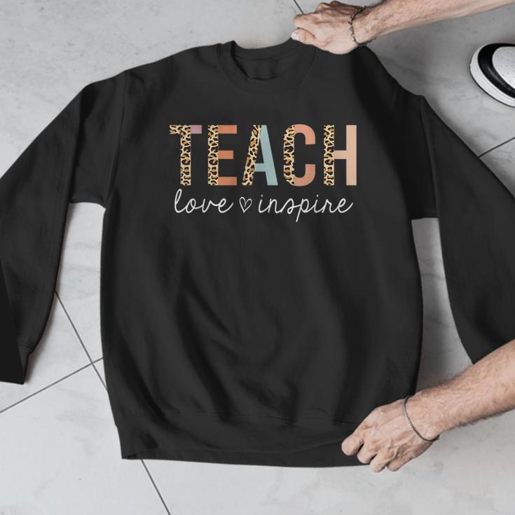 Teach Love Inspire Leopard Back To School Cute Teacher Men Women Girls Kids Men Graphic Sweatshirt, funny design