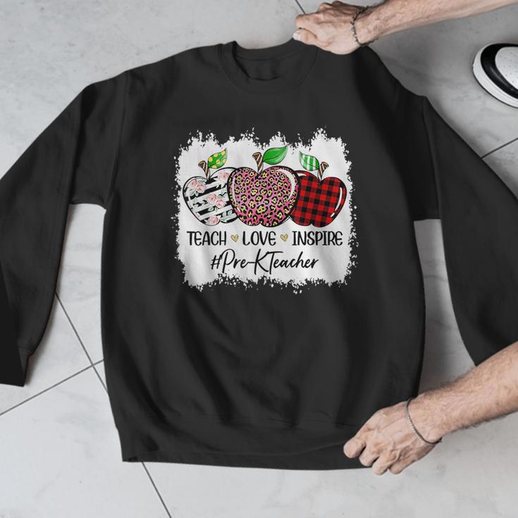 Teach Love Inspire Pre-k Teacher Apple Leopard Red Plain Men Graphic Sweatshirt, funny design