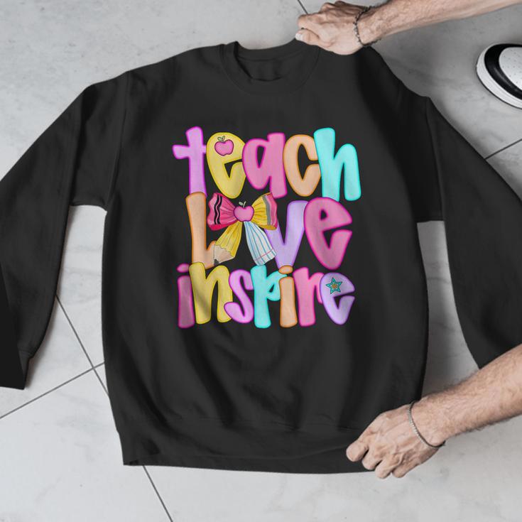Teach Love Inspire Preppy Back To School Teacher Women Men Graphic Sweatshirt, funny design Teach Love Inspire Preppy Back To School Teacher Women Men Graphic Sweatshirt, funny design
