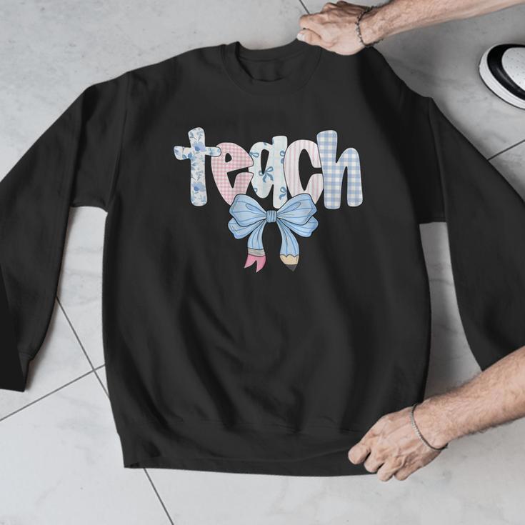 Teach Teacher Coquette Bow Pencil Back To School First Day Men Graphic Sweatshirt, funny design Teach Teacher Coquette Bow Pencil Back To School First Day Men Graphic Sweatshirt, funny design