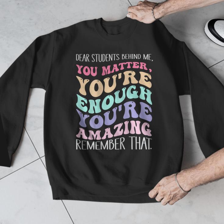 Teacher Dear Students Behind Me 1st Day Of School On Back Men Graphic Sweatshirt, funny design Teacher Dear Students Behind Me 1st Day Of School On Back Men Graphic Sweatshirt, funny design