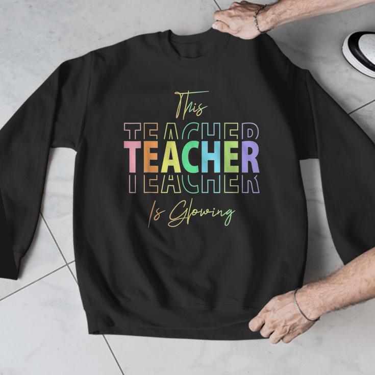 This Teacher Is Glowing Hello Summer End Of School Men Graphic Sweatshirt, funny design