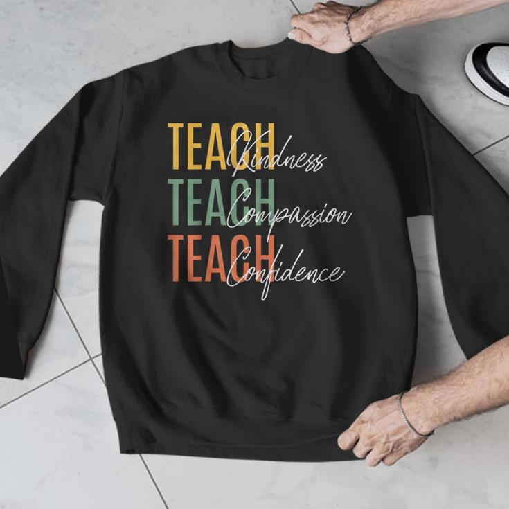 Teacher Kindness Compassion Confidence Teaching Men Graphic Sweatshirt, funny design Teacher Kindness Compassion Confidence Teaching Men Graphic Sweatshirt, funny design
