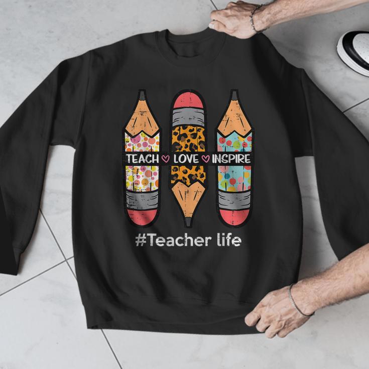 Teacher Life Teach Love Inspire Pencils Inspirational Women Men Graphic Sweatshirt, funny design Teacher Life Teach Love Inspire Pencils Inspirational Women Men Graphic Sweatshirt, funny design