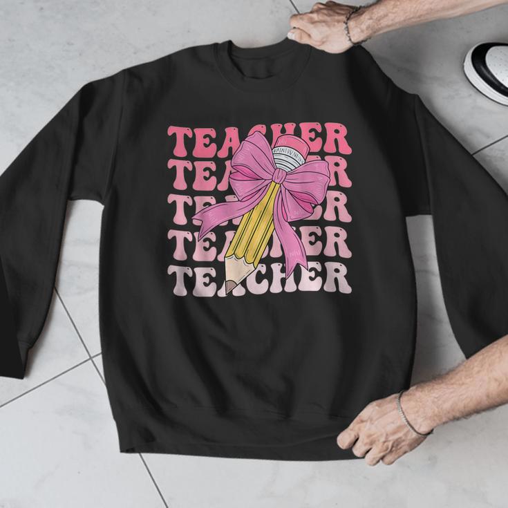 Teacher Pencil Back To School Groovy Pink Teacher First Day Men Graphic Sweatshirt, Groovy Teacher Gifts, funny design Teacher Pencil Back To School Groovy Pink Teacher First Day Men Graphic Sweatshirt, Groovy Teacher Gifts, funny design