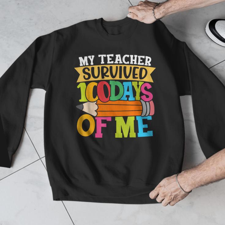 My Teacher Survived 100 Days Of Me 100th Day Of School Kids Men Graphic Sweatshirt, funny design