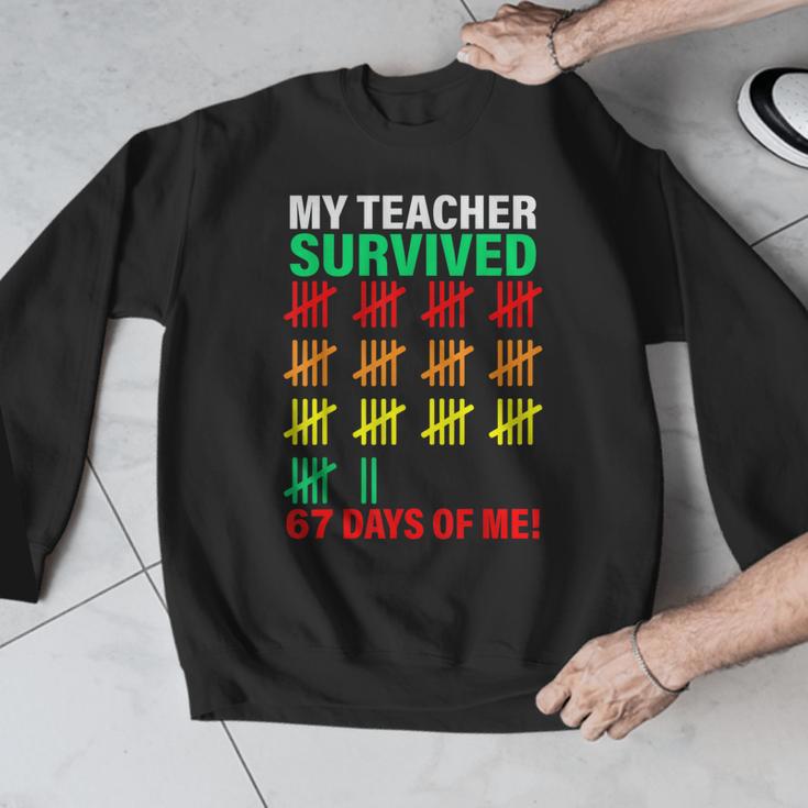 My Teacher Survived 67 Days Of Me School Kids Costume Men Graphic Sweatshirt, funny design My Teacher Survived 67 Days Of Me School Kids Costume Men Graphic Sweatshirt, funny design