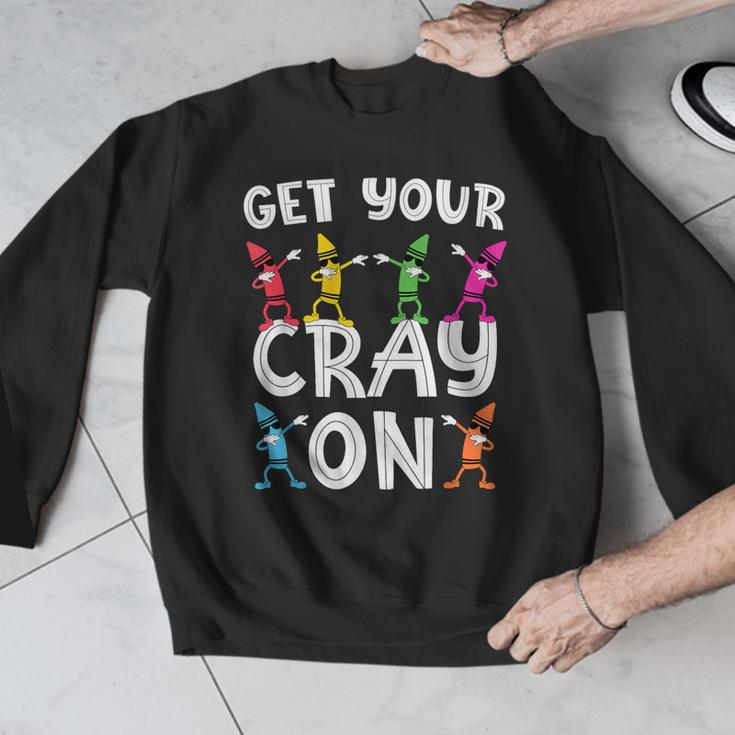Teacher's Get Your Cray On Dabbing Crayons Men Graphic Sweatshirt, funny design Teacher's Get Your Cray On Dabbing Crayons Men Graphic Sweatshirt, funny design