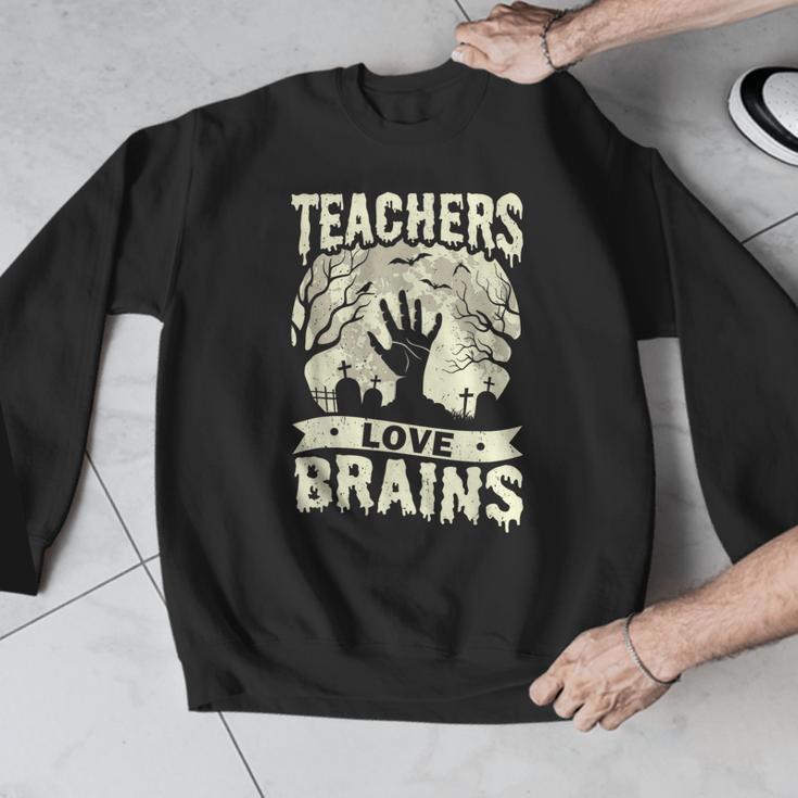 Teachers Love Brains Halloween Costume Boo Trick Teach Men Graphic Sweatshirt, funny design