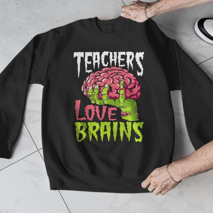 Teachers Love Brains Zombie Teacher Halloween Zombies Men Graphic Sweatshirt, funny design