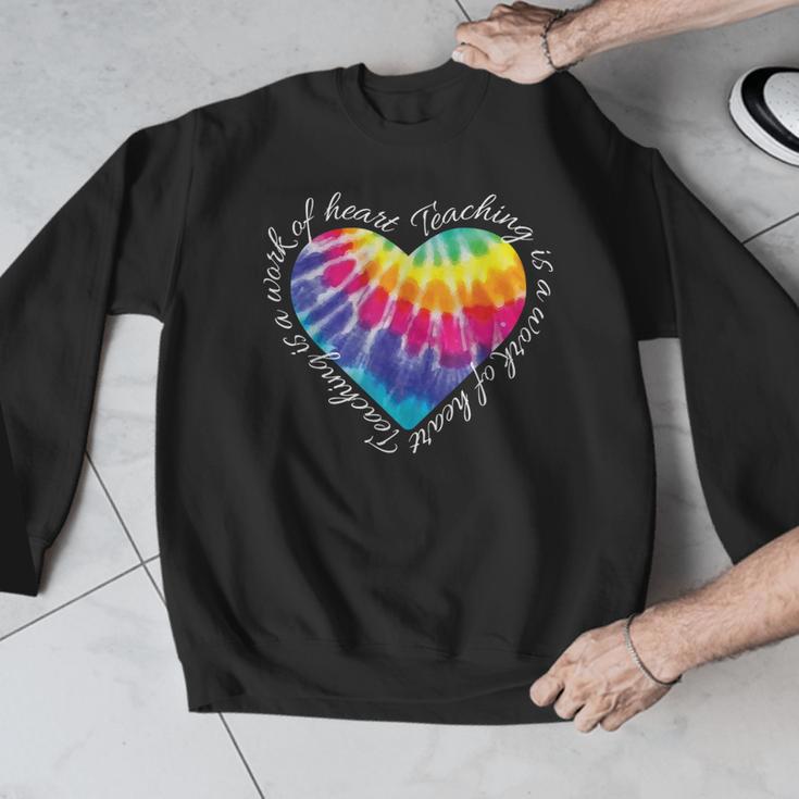 Teaching Is a Work Of Heart Tie Dye Hippie For Teacher For Men Women Girls Kids Men Graphic Sweatshirt, funny design