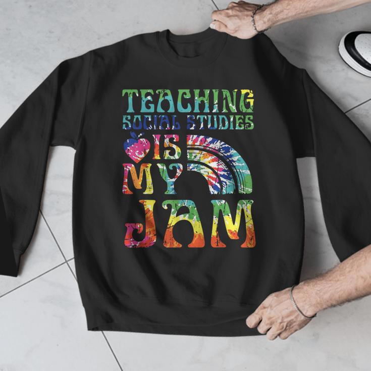 Tie Dye Teaching Social Studies Is My Jam Sunglasses Teacher Men Graphic Sweatshirt, funny design