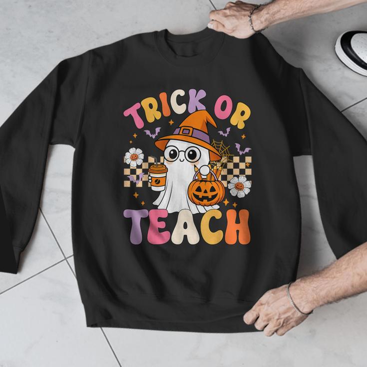 Trick Or Teach Cute Ghost Coffee Pumpkins Halloween Teacher Men Graphic Sweatshirt, funny design Trick Or Teach Cute Ghost Coffee Pumpkins Halloween Teacher Men Graphic Sweatshirt, funny design