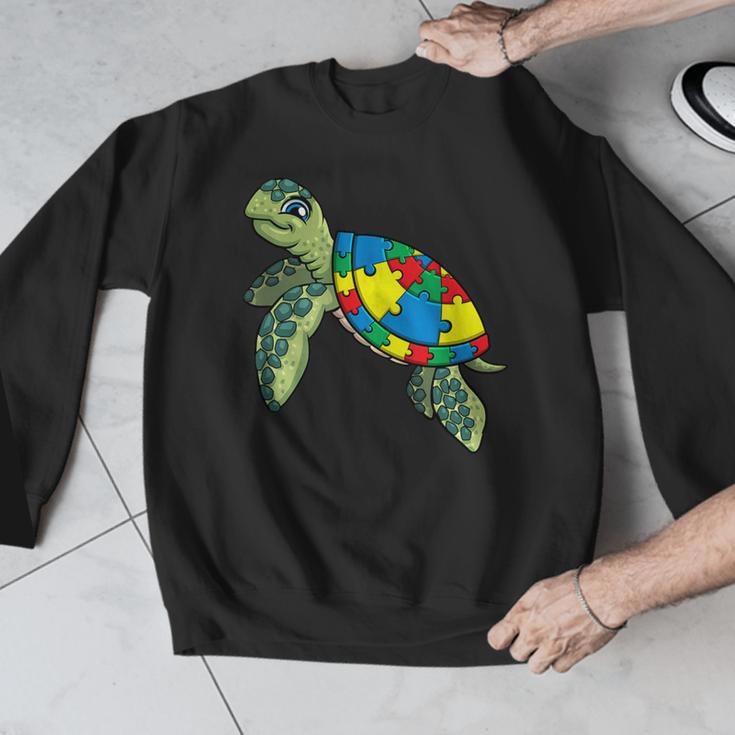 Turtle Puzzle Pieces For Autism Awareness Kids Women Teacher Men Graphic Sweatshirt, funny design