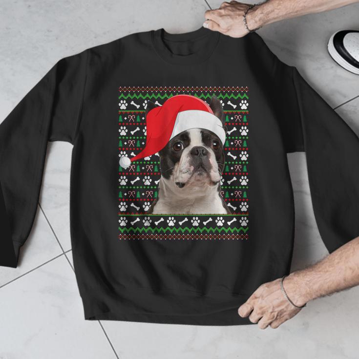 Ugly Xmas Sweater Santa Boston Terrier Dog Christmas For Men Women Kids Men Graphic Sweatshirt, Boston Terrier Christmas Gifts, funny design