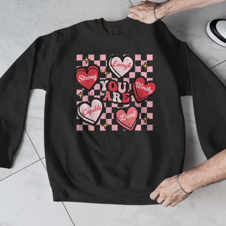Valentine You Are Loved Worthy Enough Candy Heart Teacher For Men Women Girls Kids Men Graphic Sweatshirt, funny design