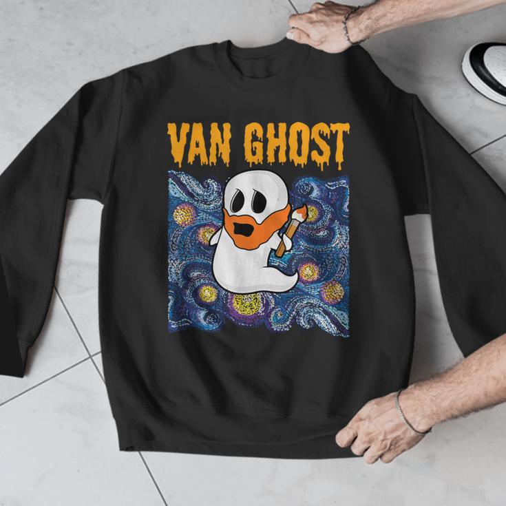 Van Ghost Art Teacher Halloween Van Gogh Starry Night Men Graphic Sweatshirt, funny design