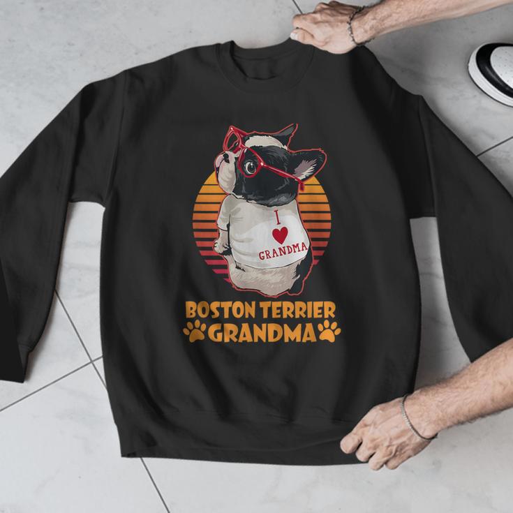 Vintage Boston Terrier Grandma Wear Sunglasses Dog Lover Men Women Girls Kids Men Graphic Sweatshirt, funny design