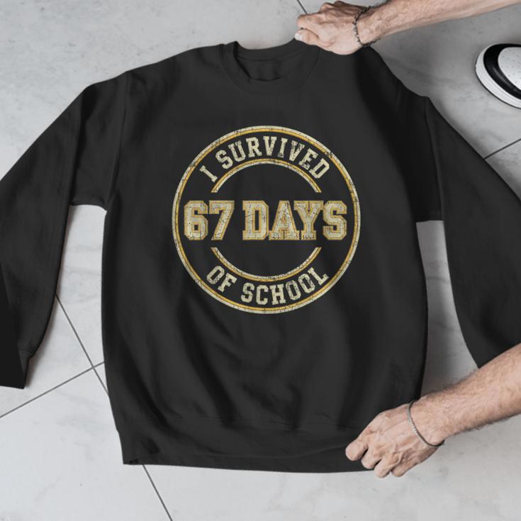 Vintage I Survived 67 Days Of School Teachers Students Men Graphic Sweatshirt, funny design Vintage I Survived 67 Days Of School Teachers Students Men Graphic Sweatshirt, funny design