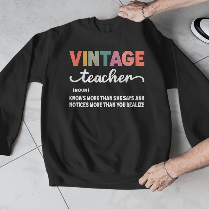 Vintage Teacher Knows More Than She Says Outfit Definition Men Graphic Sweatshirt, funny design Vintage Teacher Knows More Than She Says Outfit Definition Men Graphic Sweatshirt, funny design