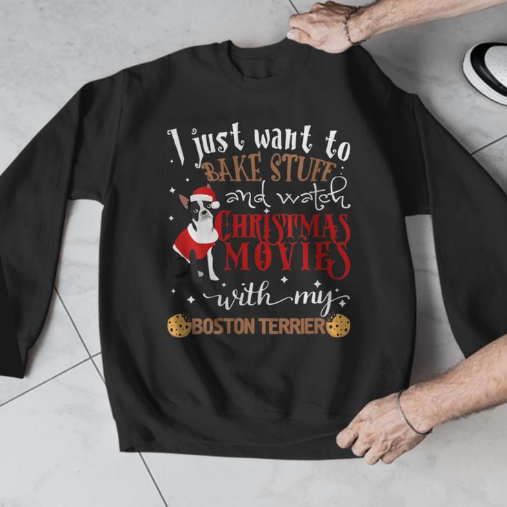 Watch Christmas Movies With My Boston Terrier Bostie Men Graphic Sweatshirt, Boston Terrier Christmas Gifts, funny design
