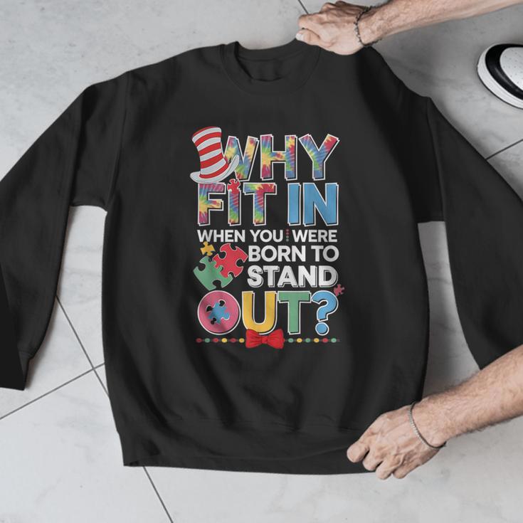 Why Fit In Doctor Teacher Cat In Hat Cool Autism Awareness Men Women Kids Men Graphic Sweatshirt, funny design Why Fit In Doctor Teacher Cat In Hat Cool Autism Awareness Men Women Kids Men Graphic Sweatshirt, funny design