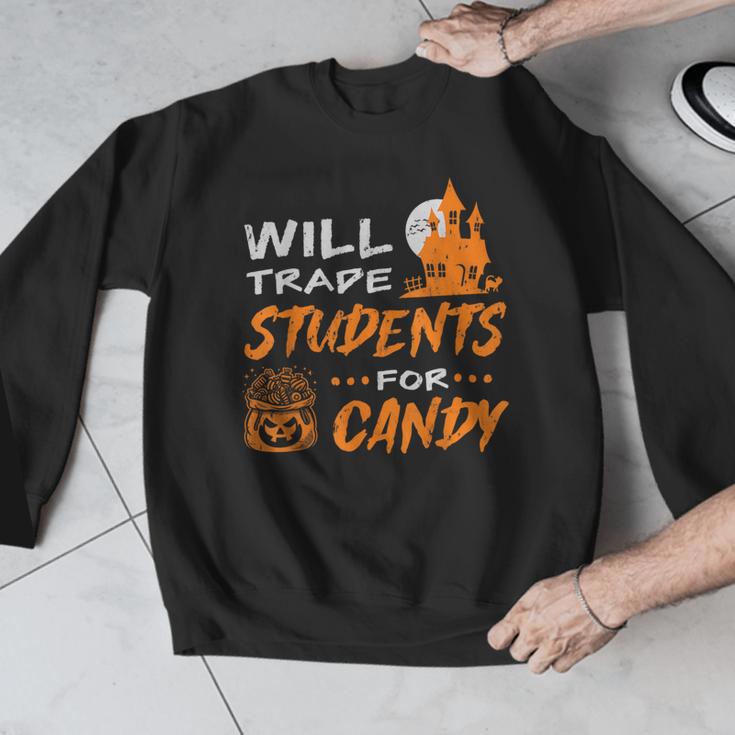 Will Trade Students For Candy Halloween Costume Teacher Men Graphic Sweatshirt, funny design