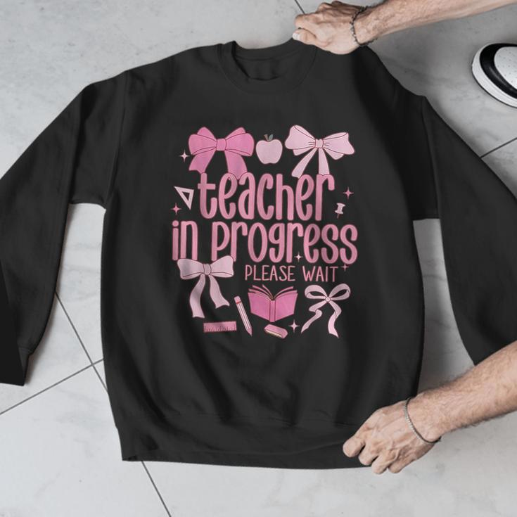 Women Teacher In Progress Coquette Pink Bow Future Teacher Men Graphic Sweatshirt, Future Teacher Gifts, funny design Women Teacher In Progress Coquette Pink Bow Future Teacher Men Graphic Sweatshirt, Future Teacher Gifts, funny design