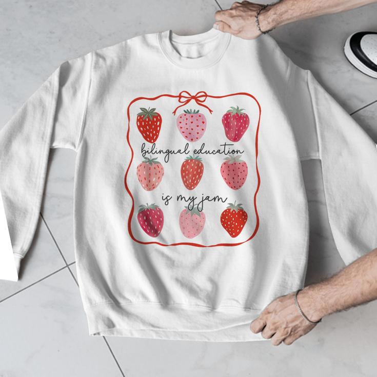 Bilingual Education Is My Jam Strawberry Spanish Teacher Men Graphic Sweatshirt, funny design Bilingual Education Is My Jam Strawberry Spanish Teacher Men Graphic Sweatshirt, funny design