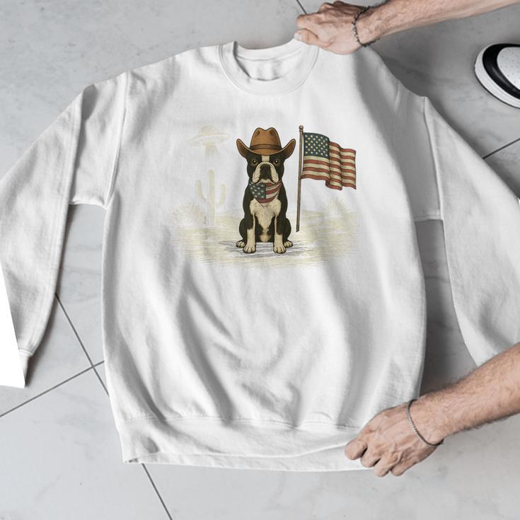 Boston Terrier 4th Of July US American Flag Dog Patriotic Men Graphic Sweatshirt, Patriotic Boston Terrier Gifts, American Boston Terrier Gifts, Boston Terrier 4th Of July Gifts, funny design