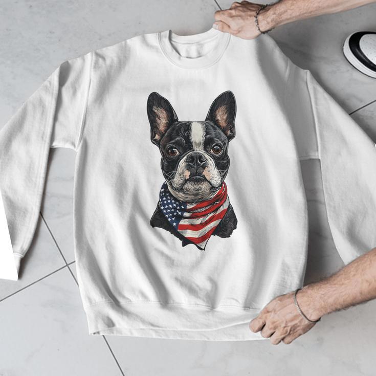 Boston Terrier American Flag Men Graphic Sweatshirt, American Boston Terrier Gifts, funny design
