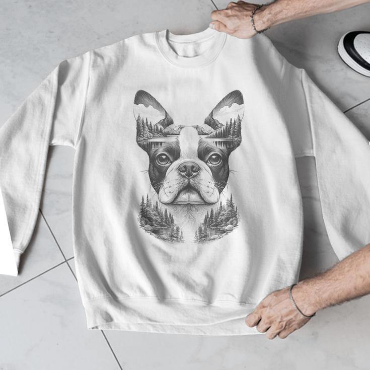 Boston Terrier Dog Bostie Nature Memorial Idea Men Women Men Graphic Sweatshirt, funny design