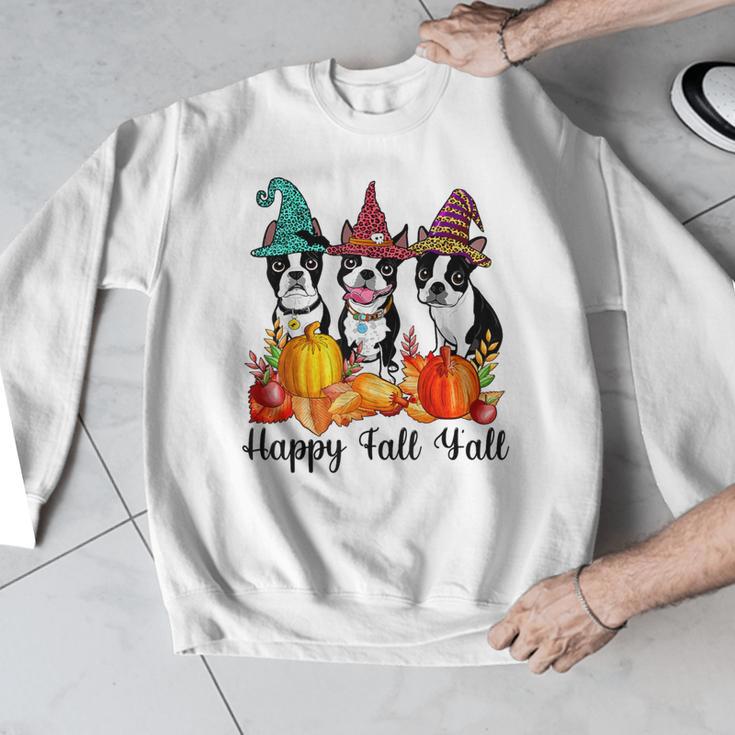 Boston Terrier Dog Lover Fall Ya'Ll Halloween Costume Men Women Men Graphic Sweatshirt, Boston Terrier Halloween Gifts, funny design