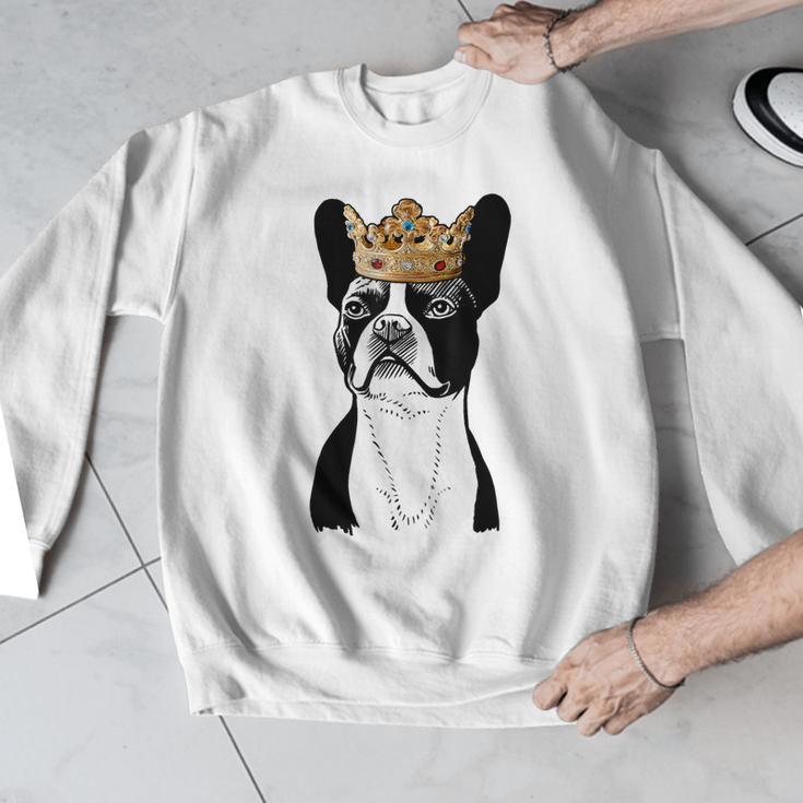 Boston Terrier Dog Wearing Crown For Men Women Girls Kids Men Graphic Sweatshirt, funny design