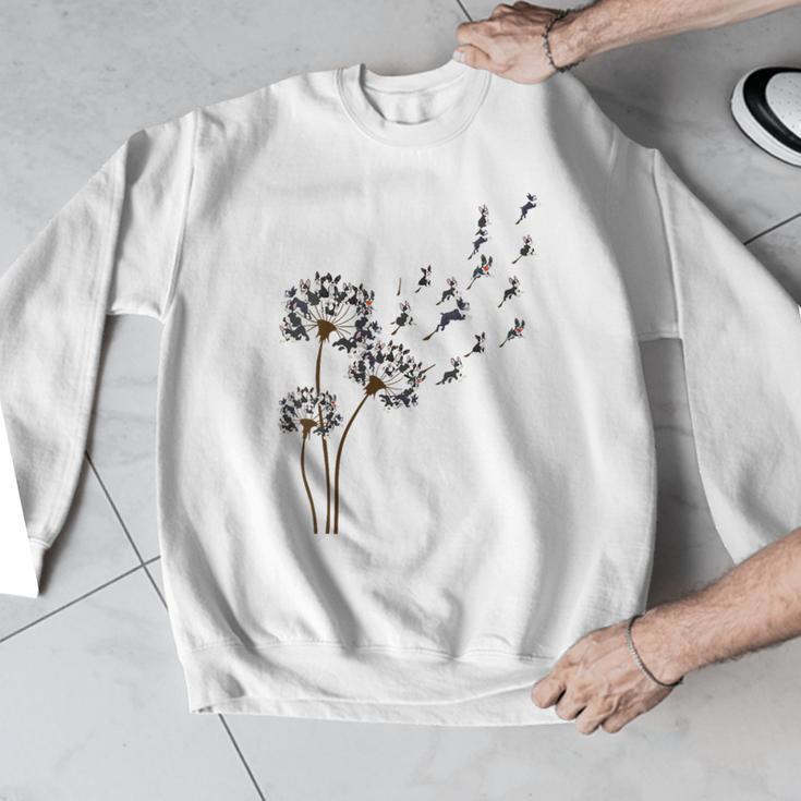Boston Terrier Flower Fly Dandelion Dog Lover Dog Dad Men Graphic Sweatshirt, Boston Terrier Dad Gifts, funny design