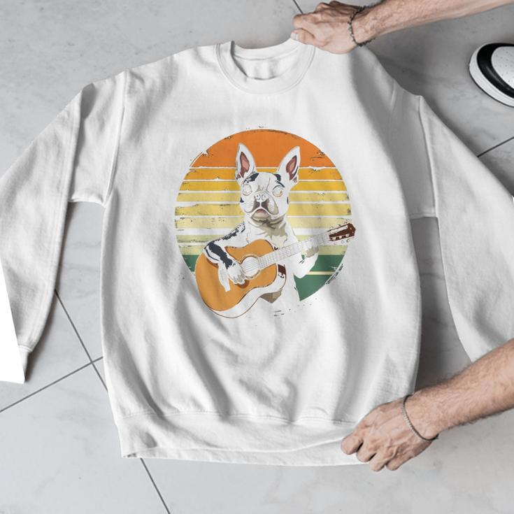 Boston Terrier Guitar Retro Men Graphic Sweatshirt, funny design