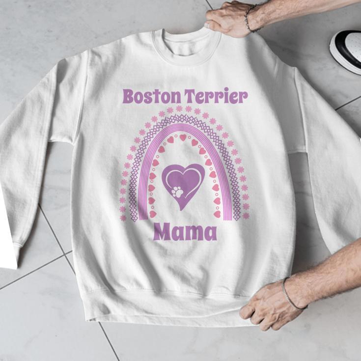 Boston Terrier Mama Cute Rainbow Paw Heart Shape Men Graphic Sweatshirt, funny design