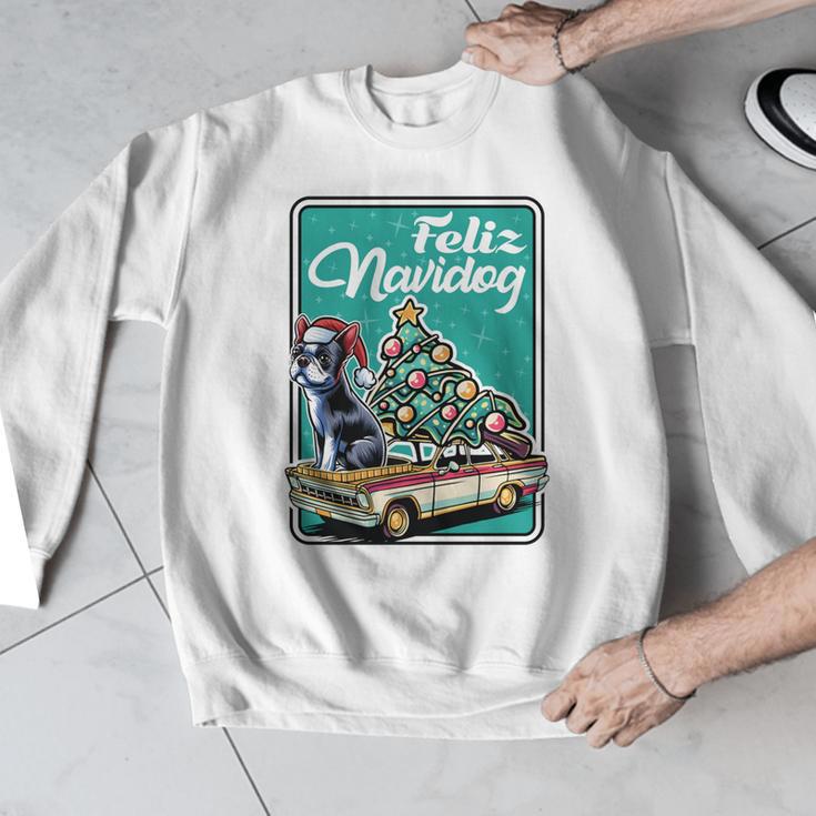 Boston Terrier Merry Christmas Tree Truck Dog X-Mas Men Graphic Sweatshirt, Boston Terrier Christmas Gifts, funny design