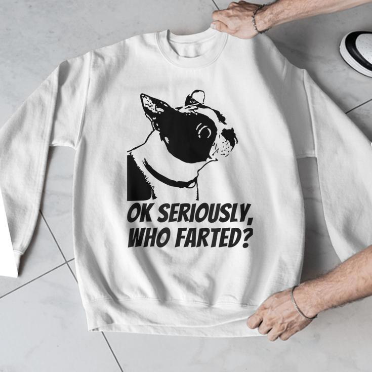 Boston Terrier Shirt Ok Seriously Who Farted Men Graphic Sweatshirt, funny design
